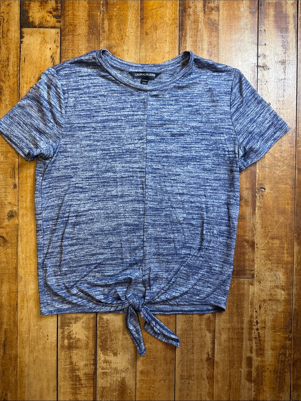 Calvin Klein Jeans Blue Marled Front-Tie Tee XS